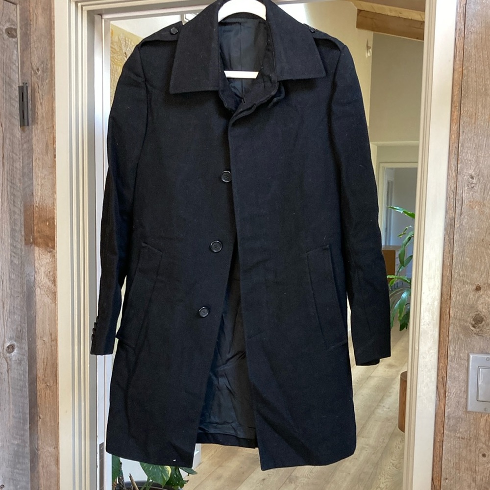 Men's Black Wool Coat